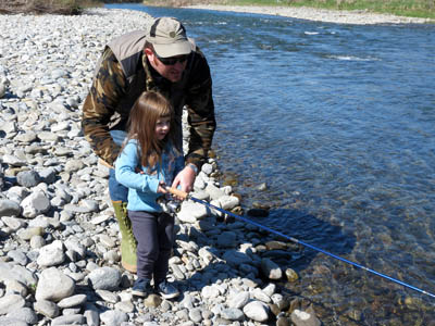Father and daughter fishing